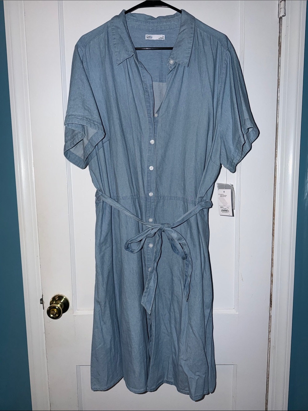 croft & barrow Light Blue Button-Front Midi Shirt Dress